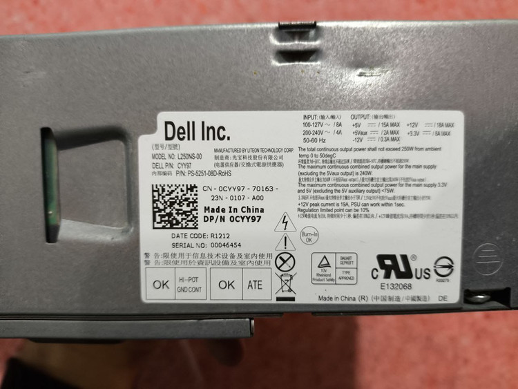POWER برند: Dell مدل: L250NS-00 سازنده: LiteOn Technology